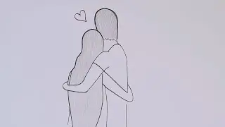 How to Draw a Hugging Couple Simple Drawing