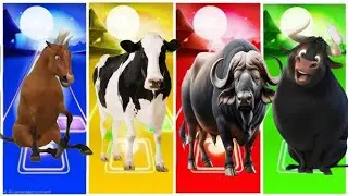 Funny Horse 🆚 Funny Cow 🆚 Ice Age Manny 🆚 Ferdinand &ndash; Coffin Dance Song | Tiles Hop Battle