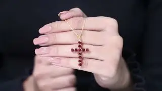 3.75 CT Natural Garnet Pendant Necklace, Garnet Holy Cross Pendant, Simple Garnet Gold Pendant for