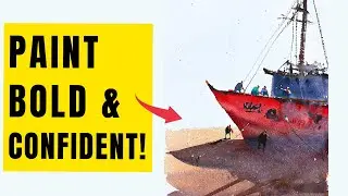 Paint Easy, Loose Boatscape With Lively Figures &ndash; No Drawing Needed! |Loose Watercolors