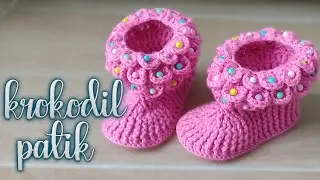 Krokodil Bebek Patiği | Krokodil Bot Yapımı | Crocodile Stitch Booties