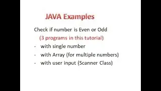 Check if a number is Even or Odd in Java (3 programs)- with Array and User Input also
