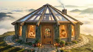 Building a Cozy Shelter in Mysterious Stone Ruins Above the Clouds