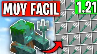 ✅ Granja FACIL de Tridentes y Ahogados para Minecraft Bedrock 1.21