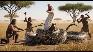 Tiny Hominids Save a Zebra Foal from a Giant Python After Volcano Eruption