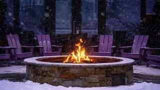 Snowfall Fireplace Ambience | Crackling Fire & Cold Winter Atmosphere