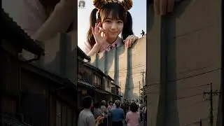 Sunny. Schoolgirl in Lilliput 7 - Giantess is by the wall (#schoolgirl, #lilliput, #giant)