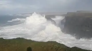 Wave Watching - The Kilkee Cliffs - October 220. Huge waves crashing over the cliffs