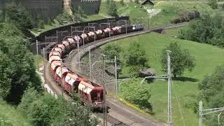 (HD) Trains at Wassen in the beautiful Swiss Mountains - 27/6/16