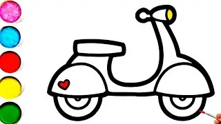 Cute Scooter Drawing, Painting & Coloring For Kids and Toddlers_ Kids Art 
