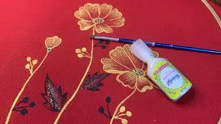Pashmina suit painting || hand painting pattern for dark colour pashmina suit