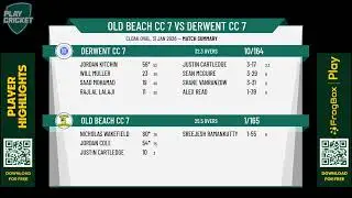 Old Beach CC 7 v Derwent CC 7