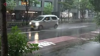 雨が強く降る京都市内（2025年7月16日午後4時15分ごろ）Heavy rain in Kyoto city