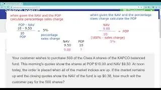Calculate Percentage Sales Charge and/or Calculate POP.  SIE Exam, Series 6 Exam, and Series 7 Exam