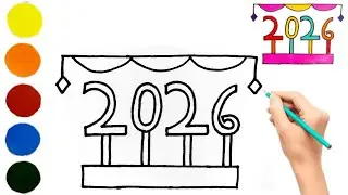 Happy new year 2026 drawing l step by step 2026 drawing l Easy and simple drawing 
