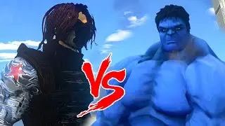 Blue Hulk vs Winter Soldier (Caption America fame Bucky Barnes)