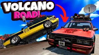 We Raced Against Traffic on a Dangerous Volcano Road in BeamNG Drive Mods!
