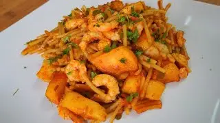 FiDEUÁ de MARISCO con SEPIA y GAMBAS 🦑🦐