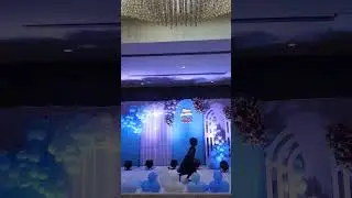 1st birthday stage decoration | Blue theme birthday decoration | 1st birthday hall decoration