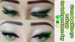 Green marging eyeliner Look for independence day || green n white minimum eyemakeup for young girls