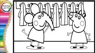 Peppa Pig in the Elephant Clothes Shop _ Learn to draw and color Peppa Pig pages