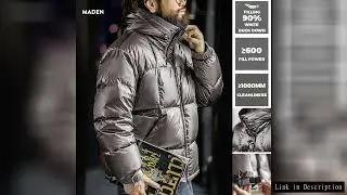 Maden Casual Glossy Hooded  90% White Duck Down Jacket Warm Stand-up Collar Puffer for Men's Winter