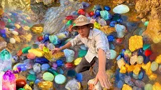 Wow Amazing! found a lot of Gold , diamond, Gemstone and crystal from the big river