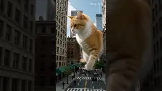 A gaint Cat roaming in the city #ai #cat