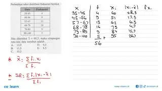 Look at the following frequency distribution table/ Frequency Data 35 - 45 4 46 - 56 9 57 - 67 ...
