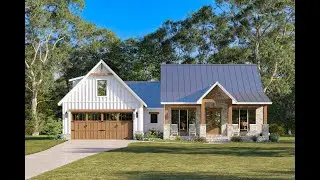 Modern Farmhouse Plan 041-00358 | Split Bedroom Layout | Open Floor Plan