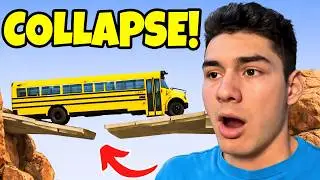 SCHOOL BUS vs REALISTIC COLLAPSING BRIDGE | BeamNG