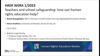 HRER WERA 1/2023 Teachers and school safeguarding: how can human rights education help?