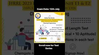 HRRL Officer 2023 Online Test Series : Chemical Engineering Stream E1 and E2 post 🥳