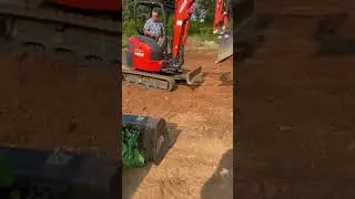 Grading for the new building with a Kubota mini excavator #kubota #miniexcavator #grading #farmlife