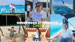Our Honeymoon at MALDIVES♥️Day -1 || Airport Lounge at ₹2,speed boat, maafushi🌊|| Meenu Lakshmi