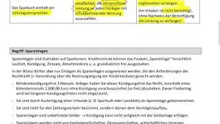 Grundlagenwissen Spareinlagen I (neue AO! - Box 3: 3.1/1-8)