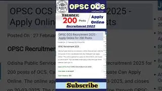 OPSC OCS Notification 2025 #job #opsc