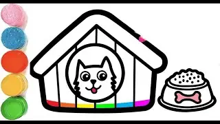 How To Draw a Cute Puppy House 🏠 Drawing | Puppy House Drawing For Kids | Beautiful Puppy House