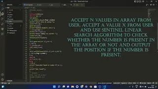 Sentinel Linear Search Algorithm || DSA #C