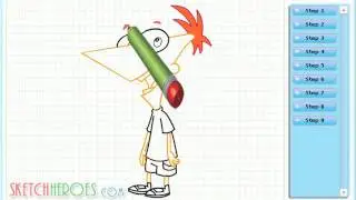 How to draw Phineas Flynn (Phineas and Ferb)  -- drawing tutorial video