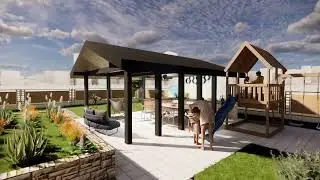 🌿 Modern Urban Pavilion | Outdoor Kitchen & Family Space | Enscape 4K Visualization