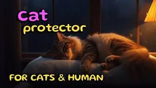 All Night White Noise 💤 12 HOURS Night Rain Sanctuary | Warm Lamp & Purring Companion