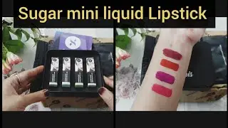 Sugar mini smudge me not liquid Lipstick review & swatches|| drop dead red||wine & shine
