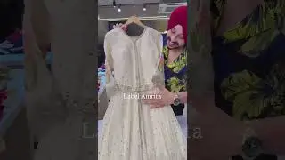 Off White Organza Heavy Sequins & Embroidery Work Front Slit Anarkali Gown With Soft Chiffon