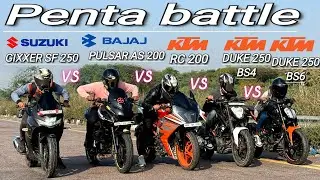 KTM Duke 250 bs6 vs KTM Duke 250 bs4 vs KTM RC 200 vs Bajaj Pulsar AS 200 vs SUZUKI Gixxer sf 250 ||