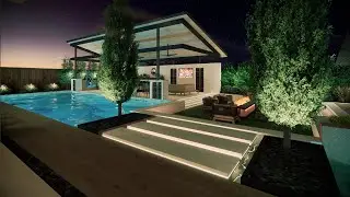 The Colony, TX - Organic Modern Backyard Design with pool, spa, fire-pit and large cabana