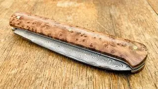Couteau artisanal Yssingeaux damasteel et loupe de thuya