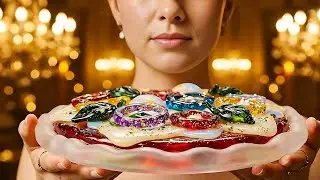 ASMR Glass Cooking | Making a Crystal Glass Pizza (Satisfying)