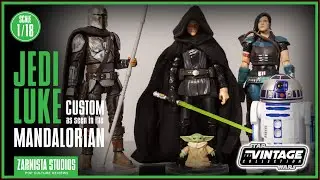 1:18 Hasbro TVC Jedi Luke Skywalker Custom Figure from the Mandalorian Custom with Grogu