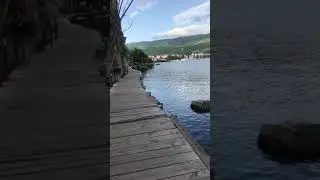 Lake Ohrid Macedonia. Walking on the boardwalk along the lake. (I tripped & almost fell!) circa 2019